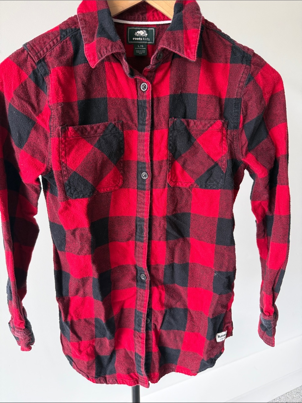 Roots Red and Black Buffalo Plaid Cotton Shirt Jacket